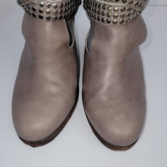 Vintage by Jeffrey Campbell Gray Leather Studded Ankle Fashion Boot Size 6.5 - Picture 3 of 11